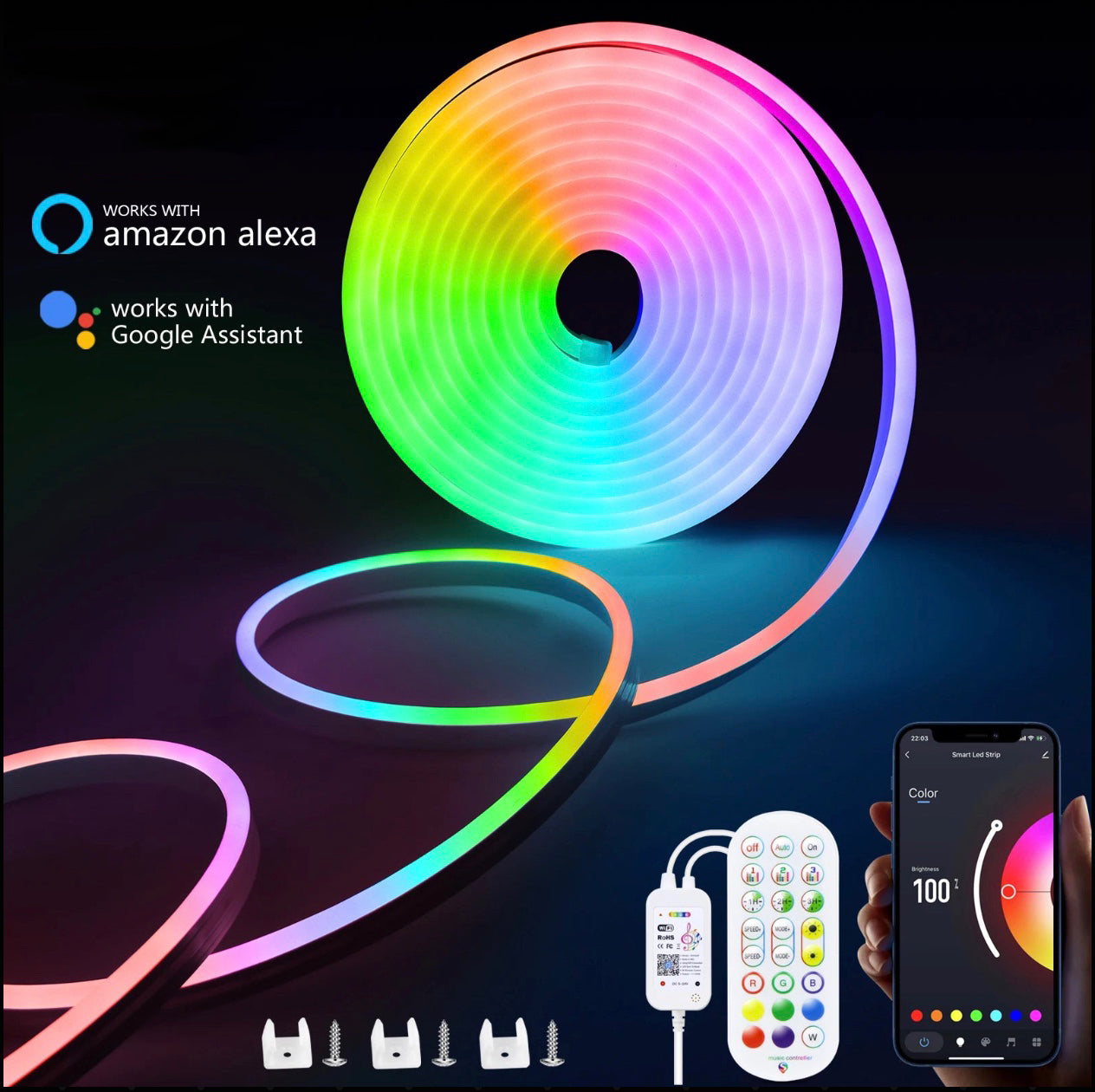 Remote Controlled Neon LED Strip Lights (2 - 5 Metres)