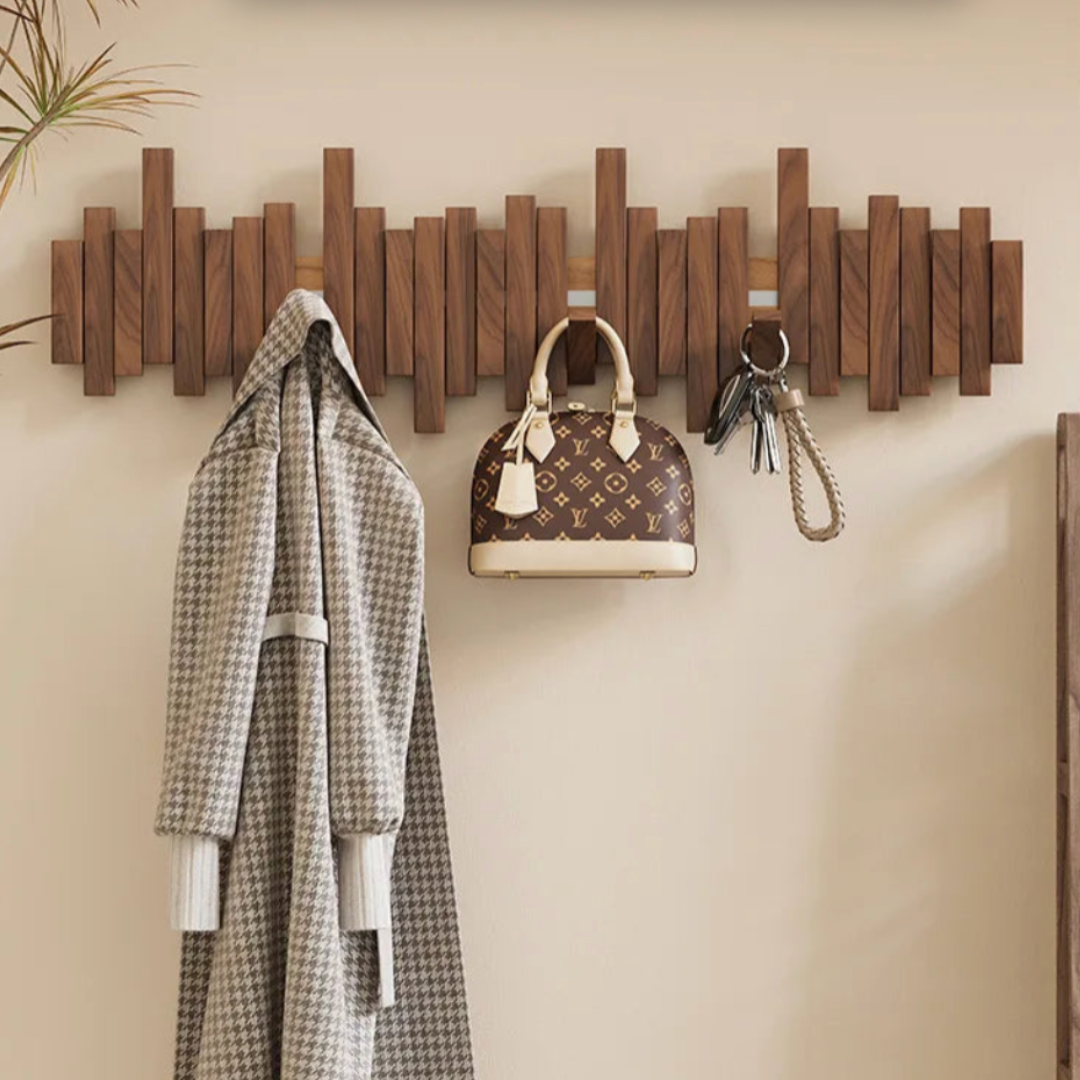 Wooden Hanging Coat Rack (3 - 12 Hooks)