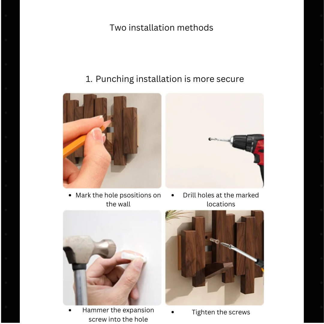 Wooden Hanging Coat Rack (3 - 12 Hooks)